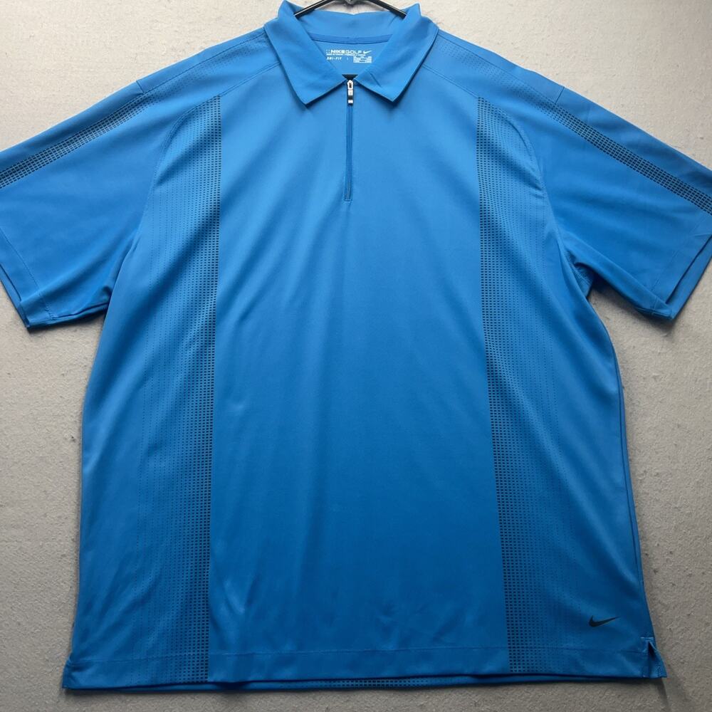 Nike Golf 1/4 Zip Polo Shirt Dri-Fit Mens Small Blue White Performance Golf